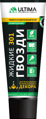 ULTIMA 301, клей для потолочного декора и пенопанелей,белый,250мл