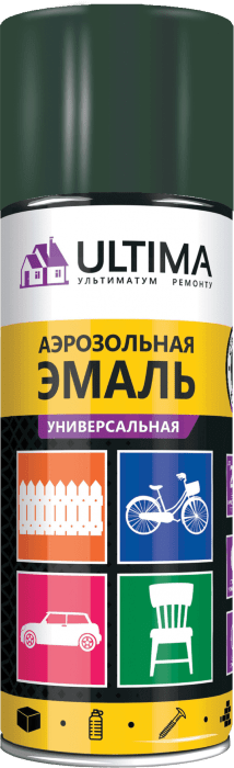 Краска аэрозольная ULTIMA, зеленый мох, RAL6005, 520 мл