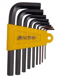 Набор ключей имбусовых Ultima HEX, 1,5–10 мм, CrV, 9 шт., окид, короткие