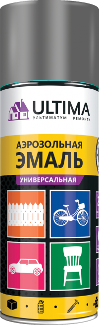 Краска аэрозольная ULTIMA, хромированный металлик, с металл. эффектом, 520 мл