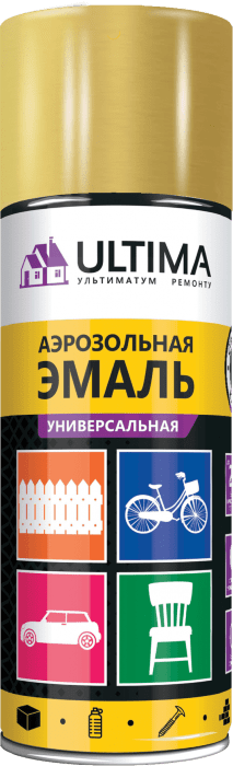 Краска аэрозольная ULTIMA, золотой металлик, 520 мл
