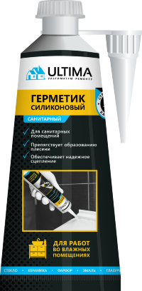 Ultima, герметик силиконовый санитарный белый, 80мл
