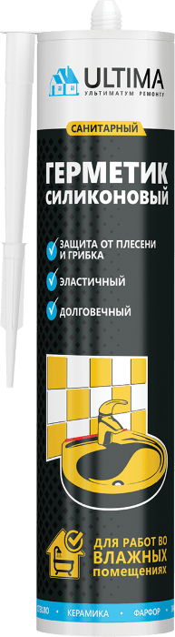Герметик силиконовый санитарный, Белый, ULTIMA, 280 мл