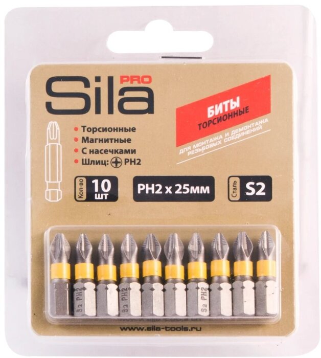 Биты Sila Pro, ph2*25мм, сталь S2, магнит., торсионные, 1 шт