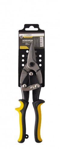 Ножницы по металлу Ultima, 250 мм, пряморежущие, обрезиненные рукоятки