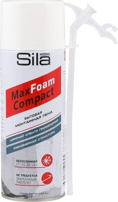 Sila Home Max Foam Compact, бытовая монтажная пена всесезонная, 400 мл