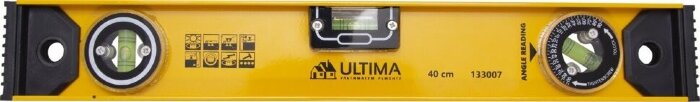 Уровень алюминиевый Рельс Ultima, 1000мм, 3 глазка, усиленный