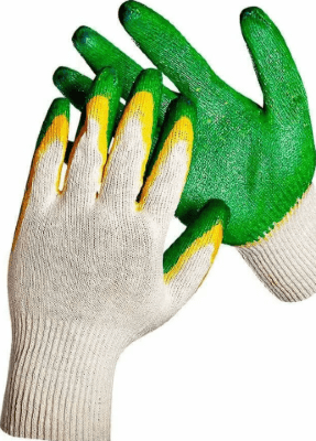 Перчатки трикотажные с 2-м латексным обливом,(зеленые)