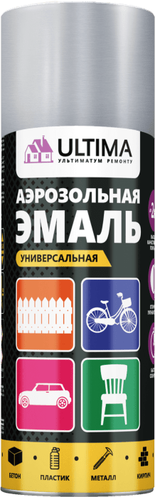 Краска аэрозольная ULTIMA, серебрянный металлик, 520 мл